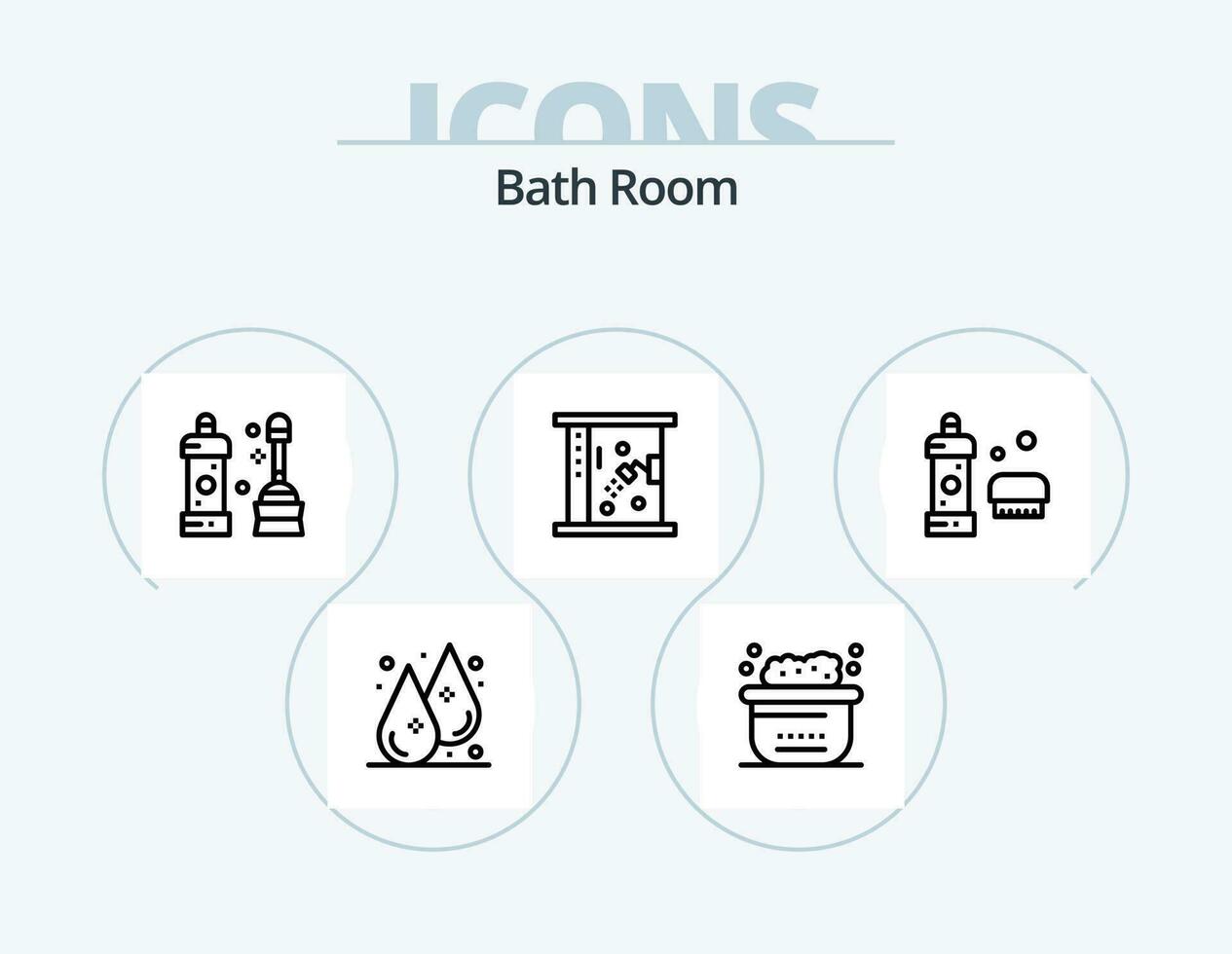 bad kamer lijn icoon pak 5 icoon ontwerp. . douche. badkamer. schoonmaak. bad vector