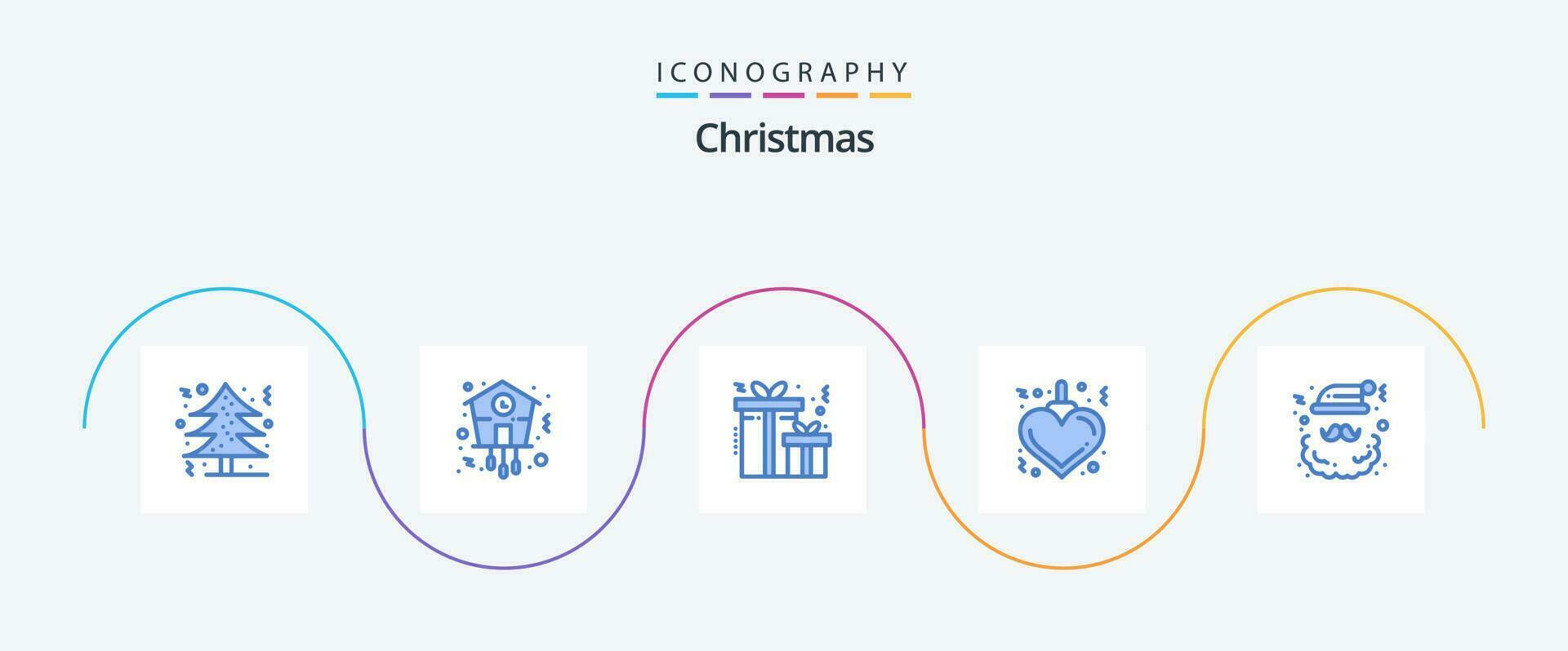 Kerstmis blauw 5 icoon pak inclusief de kerstman. kerstmis. tijd. Kerstmis. Kerstmis vector