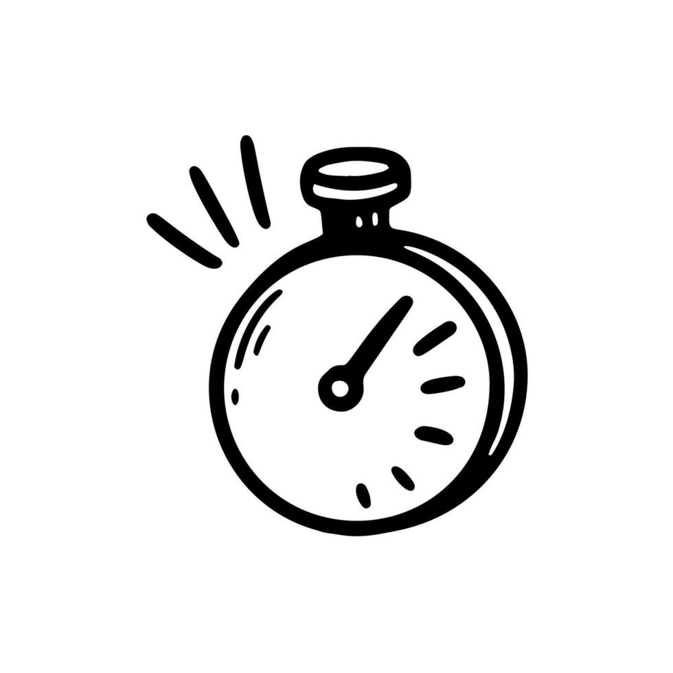 stopwatch tekening tekening. deadline, beperkt tijd, snel levering en dringend Diensten concept. hand- getrokken tijd tracker vector