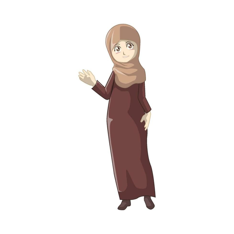 een vrouw vervelend moslim kleren in anime stijl vector