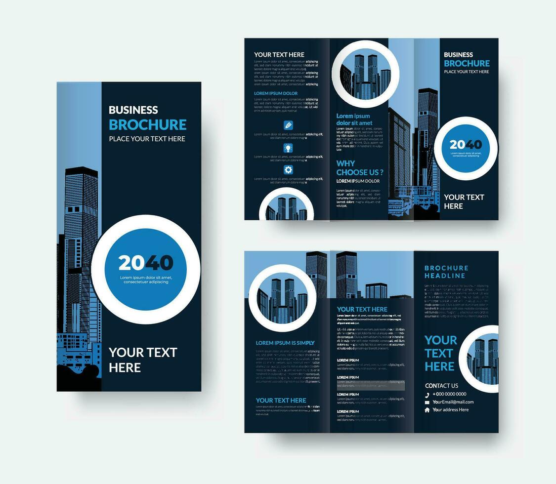 bedrijf brochure sjabloon in tri vouwen lay-out, brochure ontwerp, brochure sjabloon, creatief drievoud brochure, folder, zakelijke ontwerp voor brochure. vector