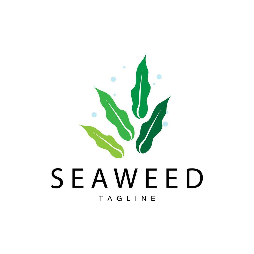 zeewier logo ontwerp, onderwater- fabriek ontwerp illustraties, schoonheidsmiddelen en voedsel ingrediënt vector