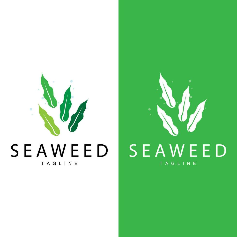 zeewier logo ontwerp, onderwater- fabriek ontwerp illustraties, schoonheidsmiddelen en voedsel ingrediënt vector