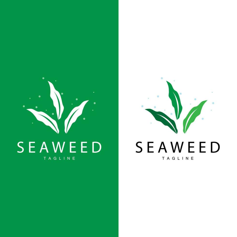 zeewier logo ontwerp, onderwater- fabriek ontwerp illustraties, schoonheidsmiddelen en voedsel ingrediënt vector