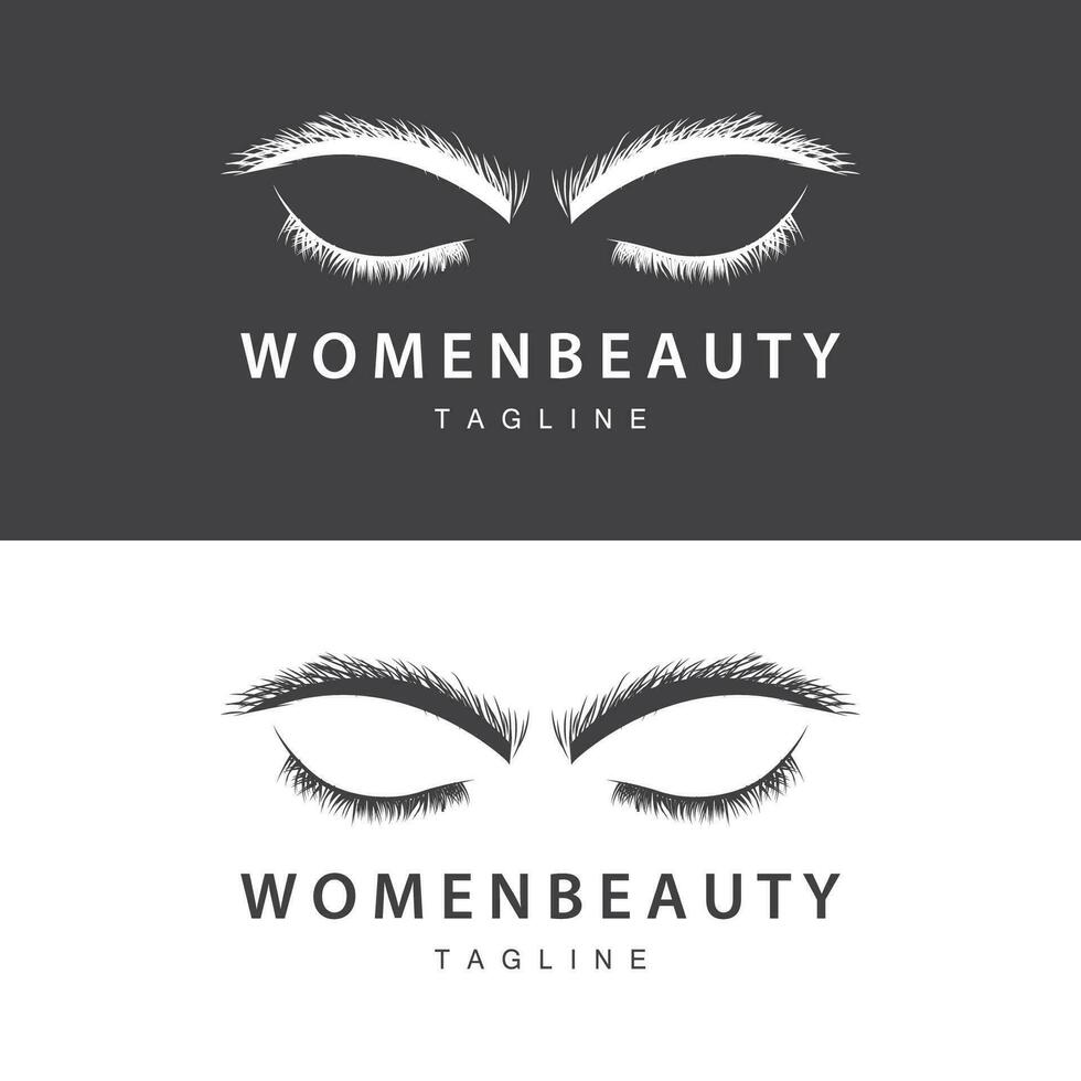 wimper logo, vrouwen oog schoonheid salon gemakkelijk ontwerp met lijn model, vector sjabloon icoon