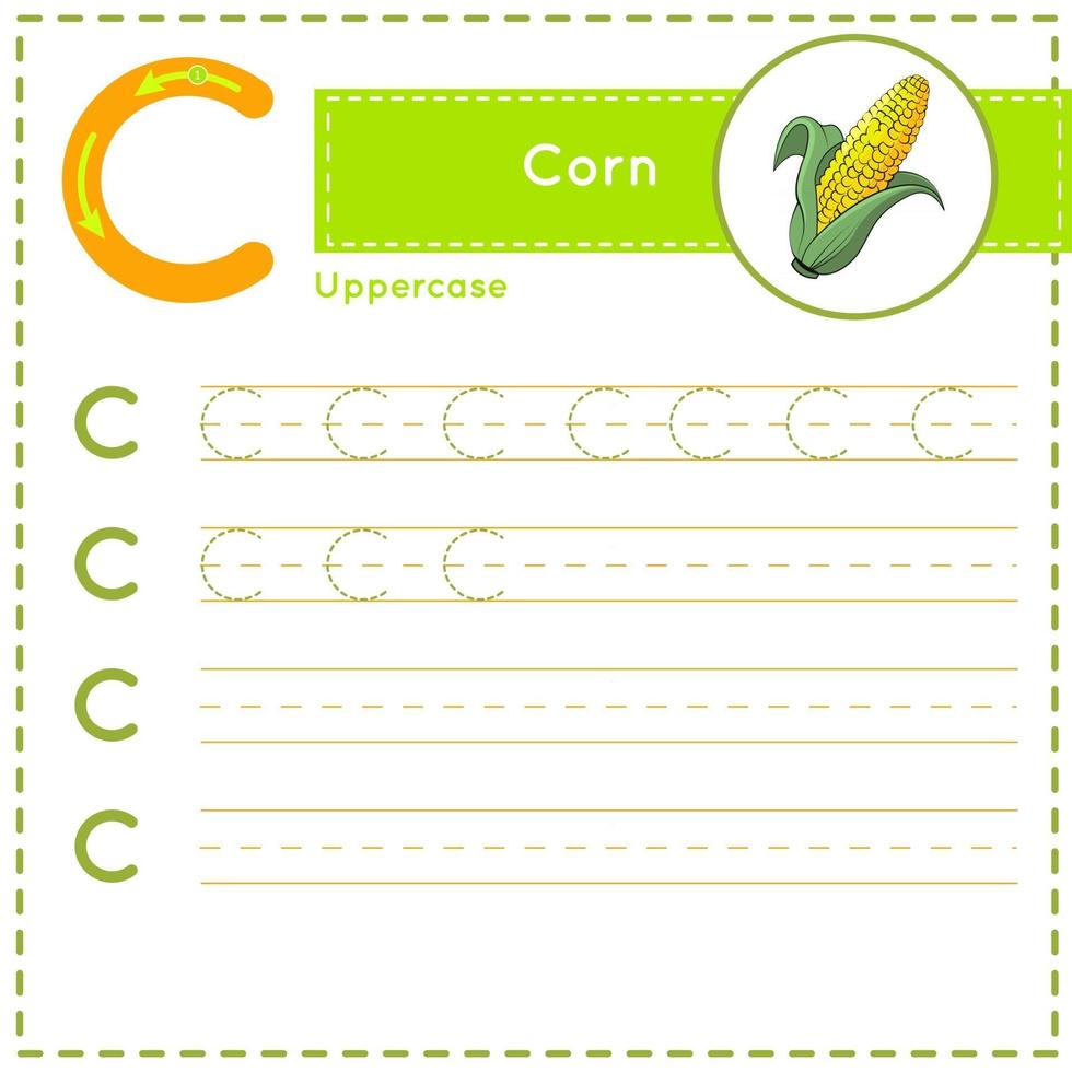 oefenwerkblad voor kinderen alfabet traceren voor kinderen letter c vector