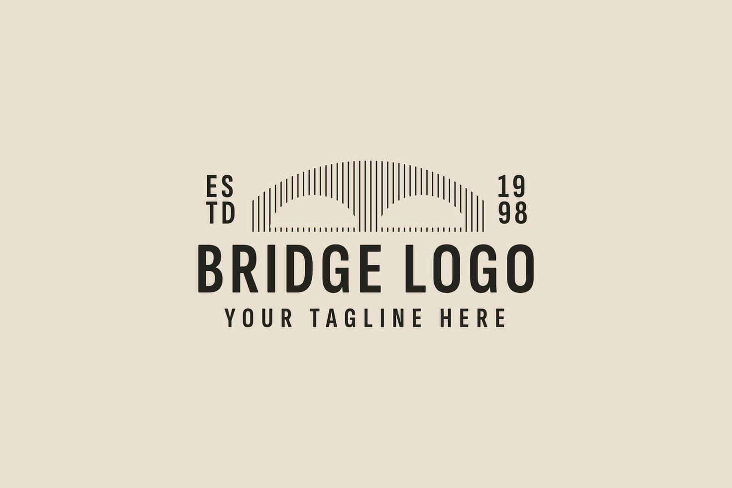 wijnoogst stijl brug logo vector icoon illustratie