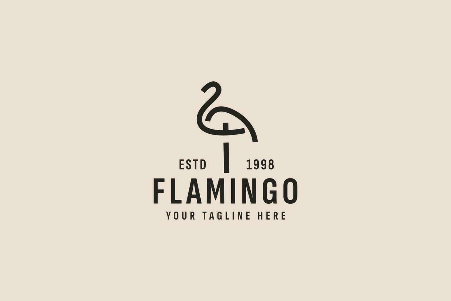 wijnoogst stijl flamingo logo vector icoon illustratie