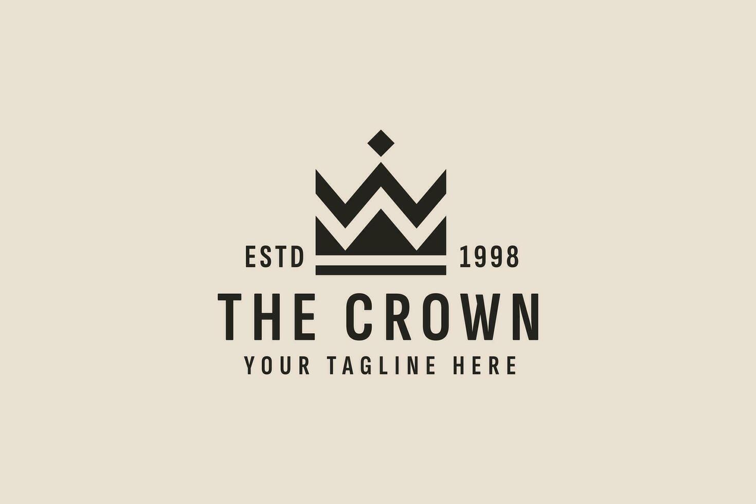 wijnoogst stijl kroon logo vector icoon illustratie