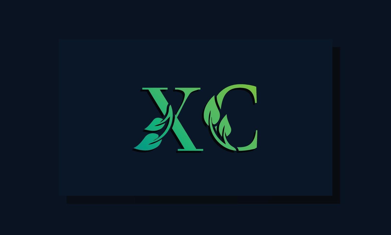 minimaal xc-logo in bladstijl vector