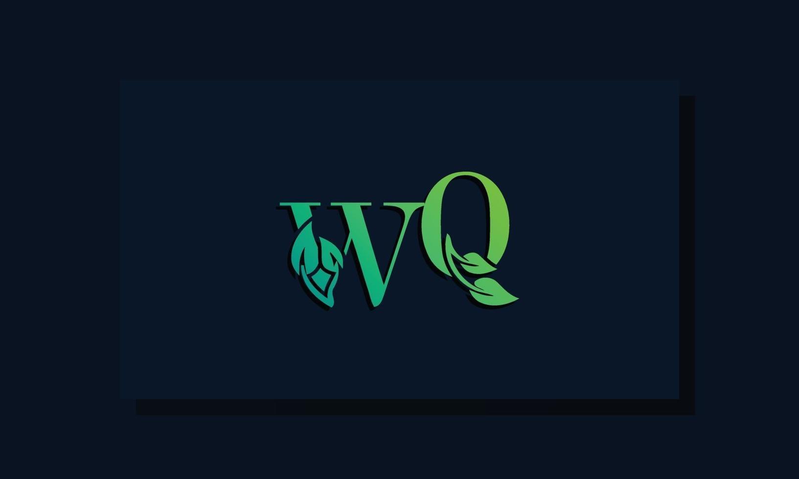 minimale bladstijl eerste wq-logo vector