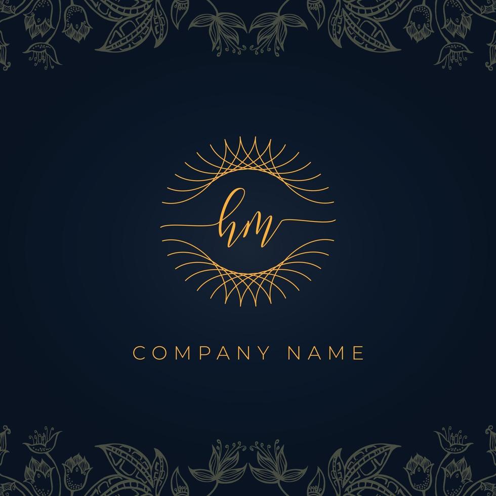 elegant luxe letter hm-logo. vector