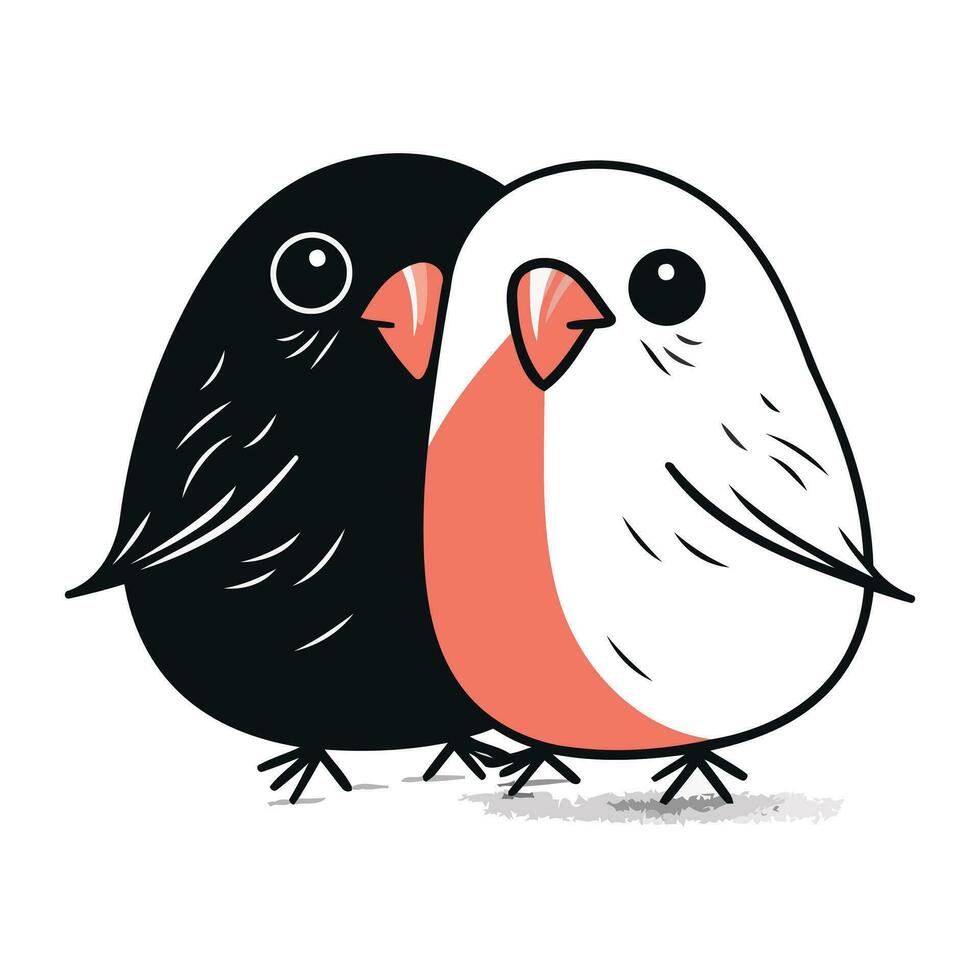 vector illustratie van twee schattig vogelstand geïsoleerd Aan wit achtergrond. hand- getrokken tekening stijl.