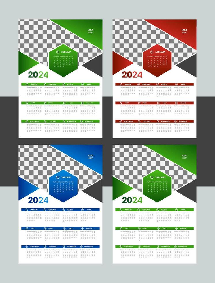 vector muur kalender ontwerp sjabloon 2024