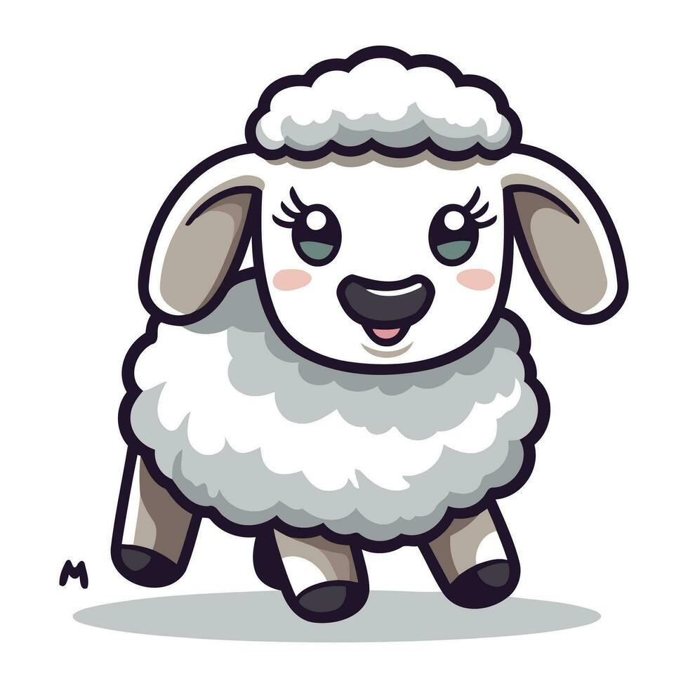 schapen karakter tekenfilm vector illustratie. schattig schapen karakter mascotte.