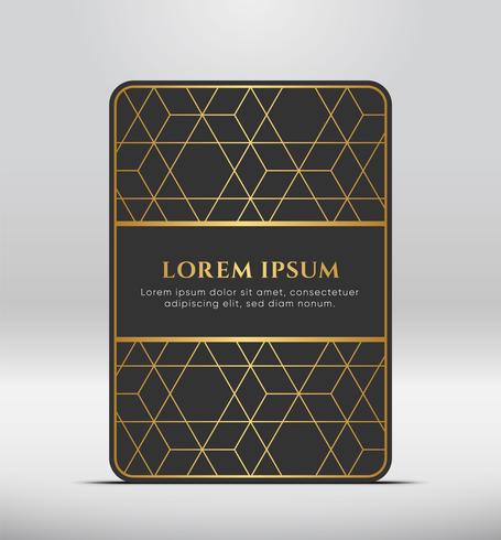 Elegant premium uiterlijk. Donkergrijze kaartvorm met gouden patroon. Vector illustratie.