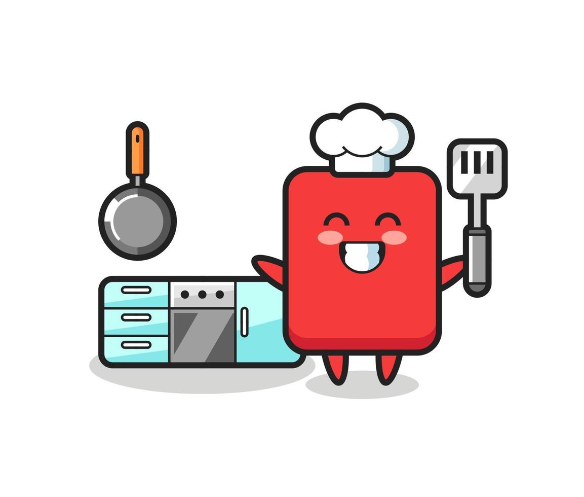 rode kaart karakter illustratie als een chef-kok aan het koken is vector