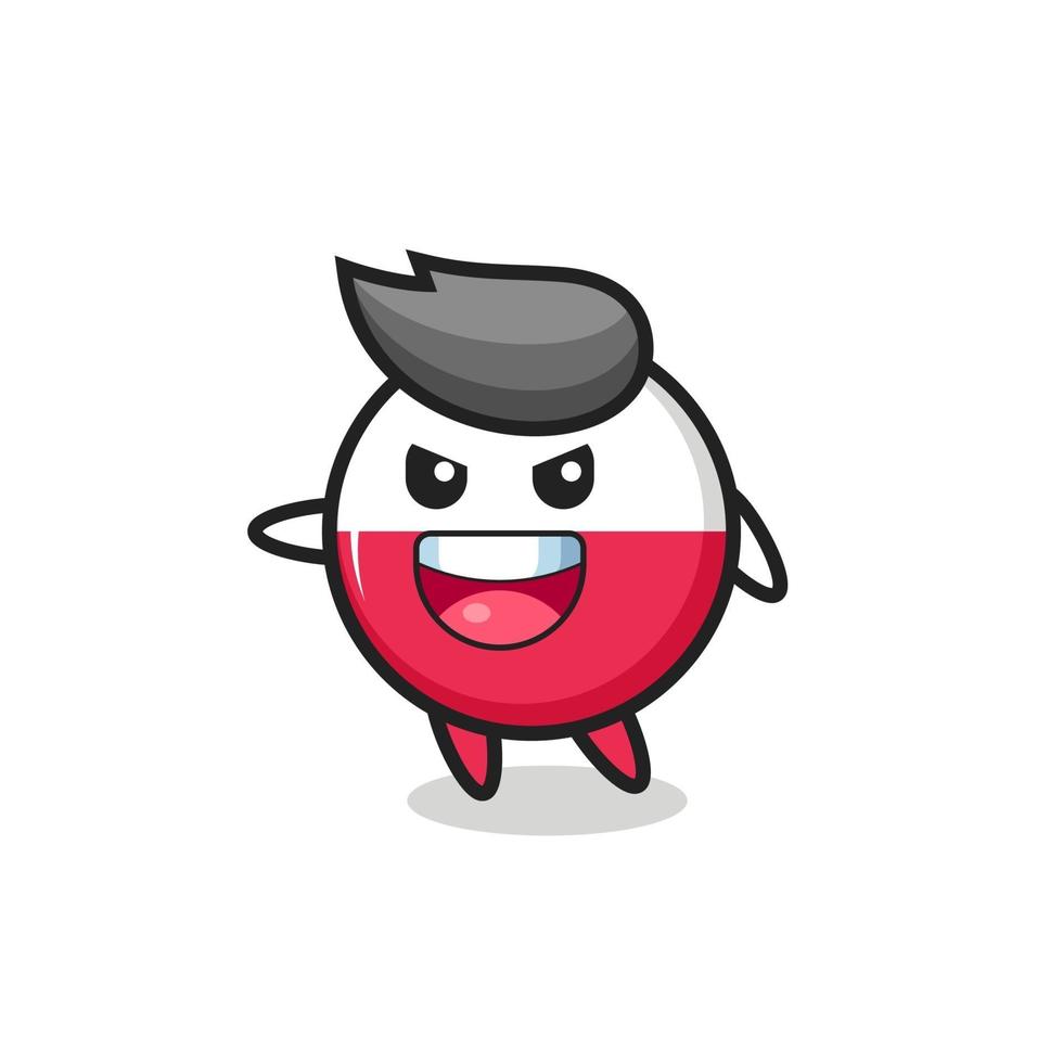 polen vlag badge cartoon met zeer opgewonden pose vector