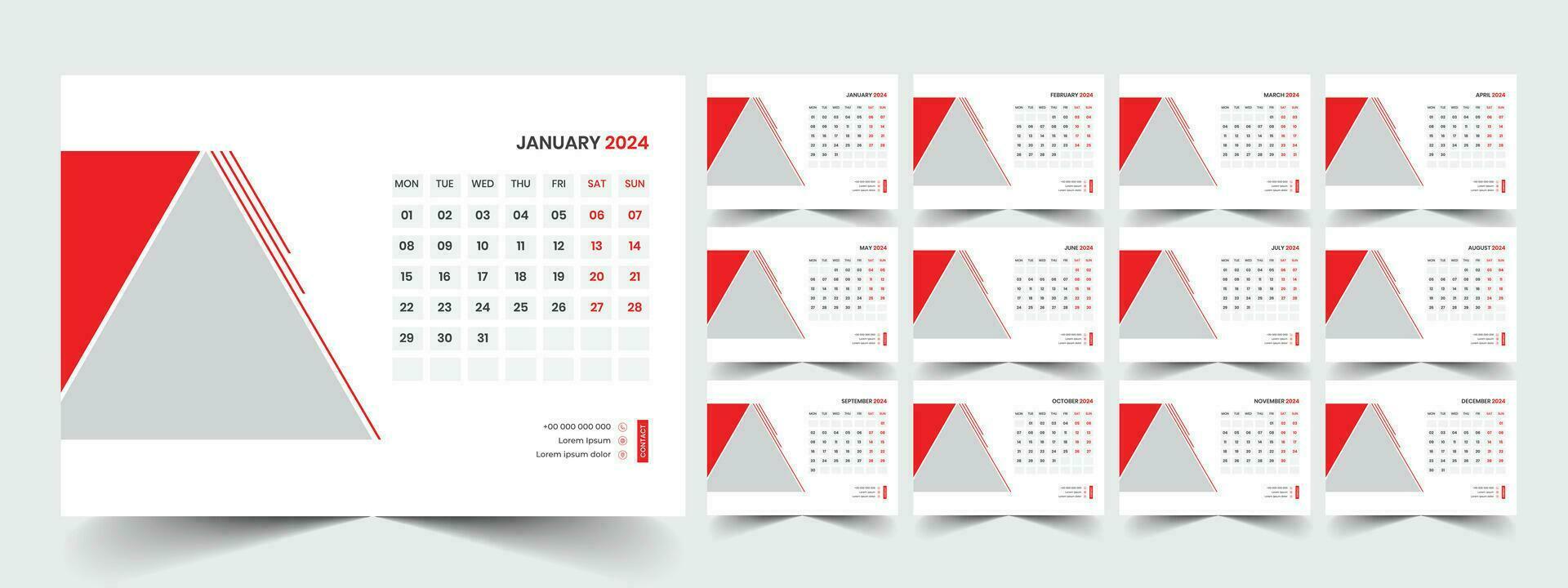 bureau kalender sjabloon 2024 vector