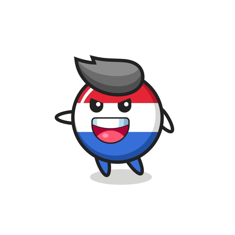 nederlandse vlag badge cartoon met zeer opgewonden pose vector