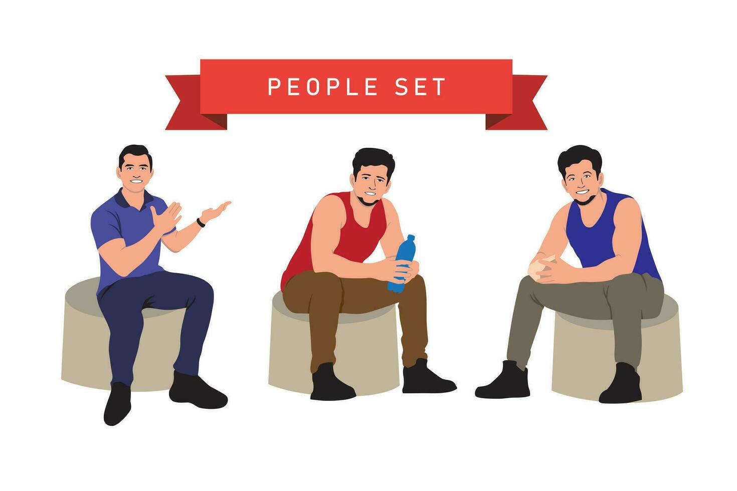 mensen van verschillend leeftijden zittend Aan stoelen. vector illustratie.