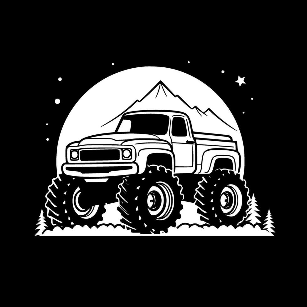 monster vrachtauto - minimalistische en vlak logo - vector illustratie