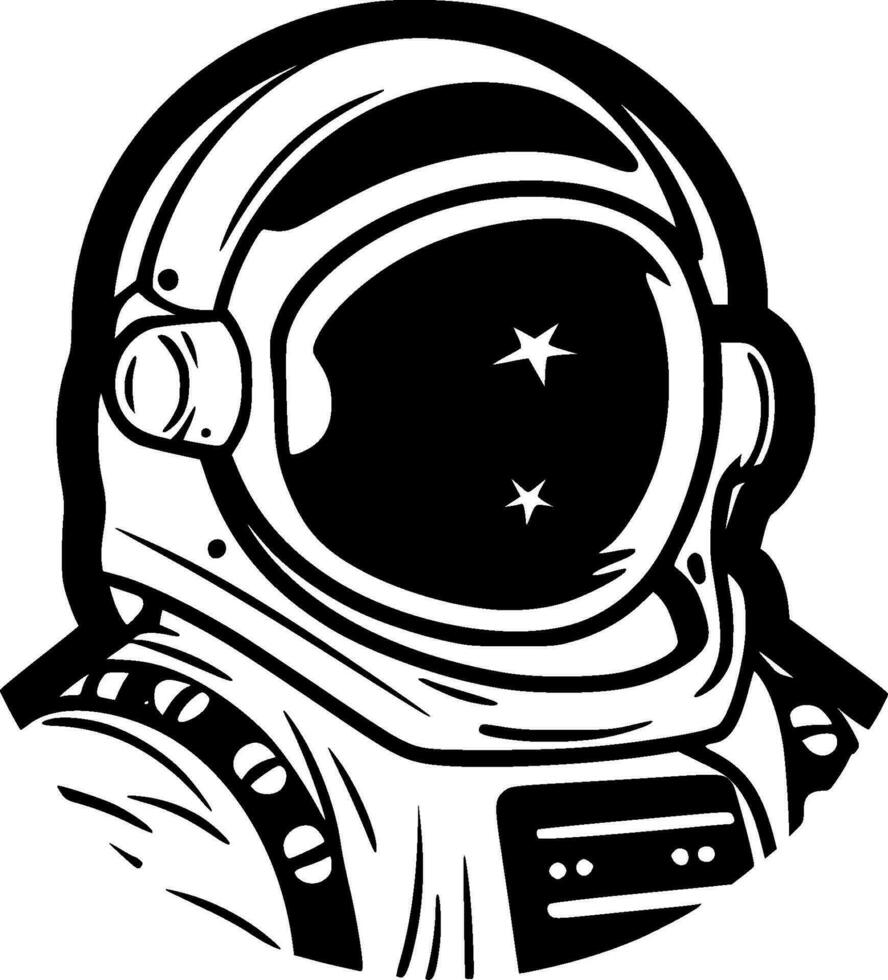 astronaut - zwart en wit geïsoleerd icoon - vector illustratie