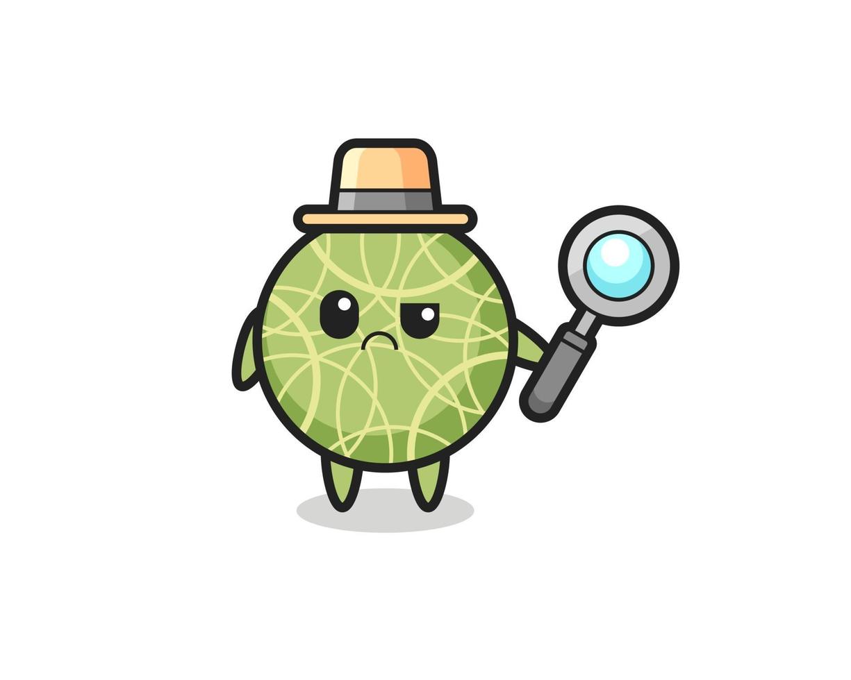 de mascotte van schattig meloenfruit als detective vector