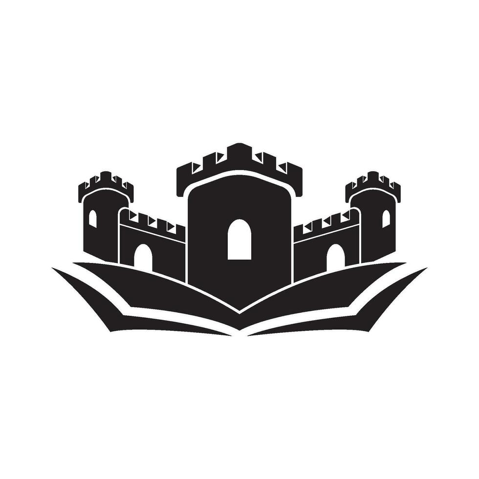 kasteel logo vector icoon illustratie ontwerp