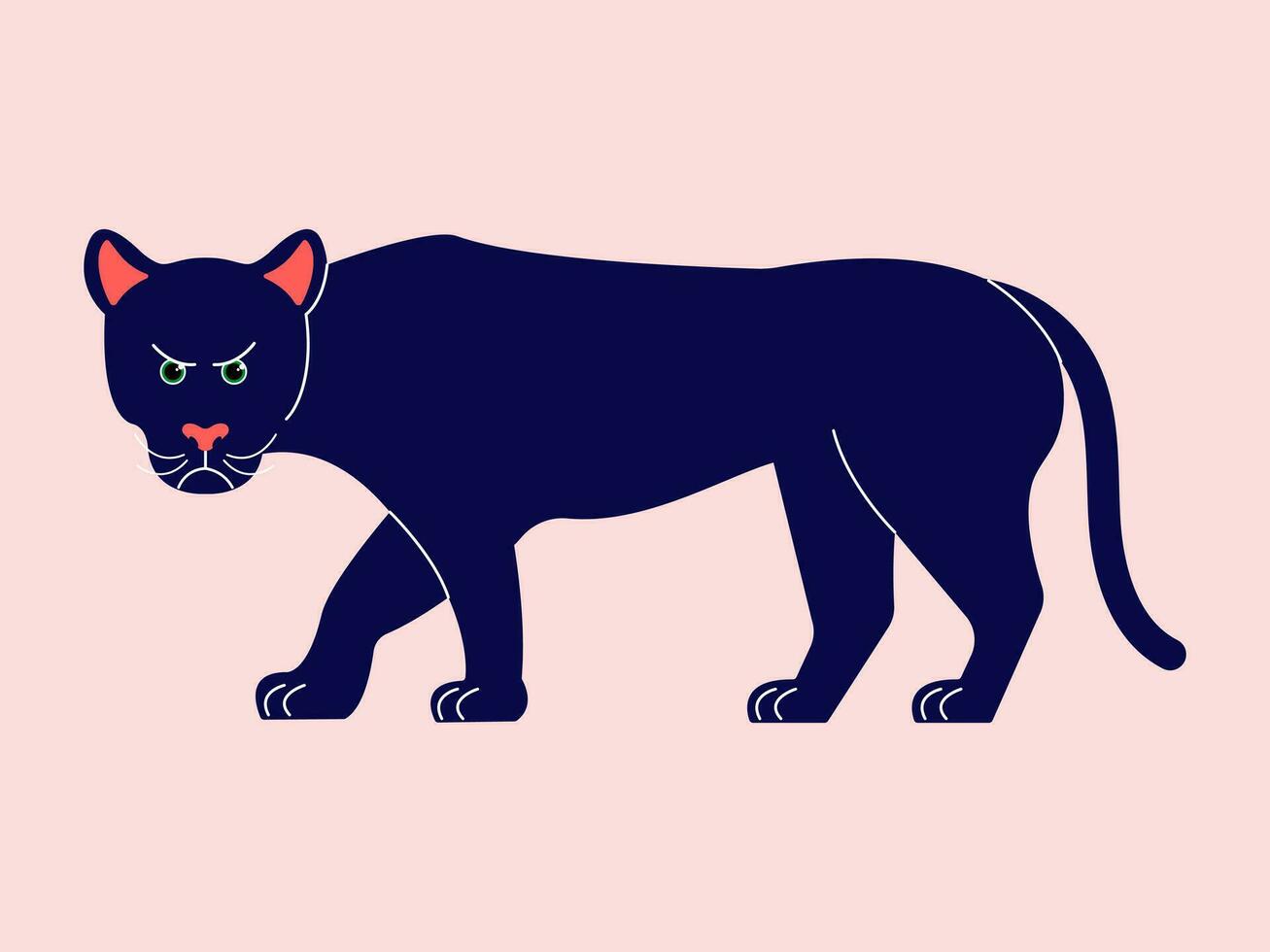 panter. vector illustratie van een panter in vlak stijl. minimalisme. gemakkelijk glad vormen.