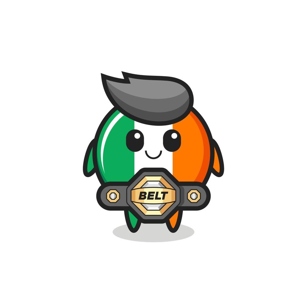 de mma fighter ierland vlag badge mascotte met een riem vector