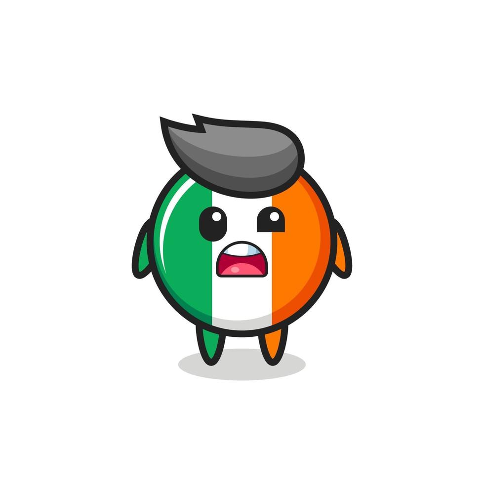 het geschokte gezicht van de schattige mascotte van de vlag van Ierland vector