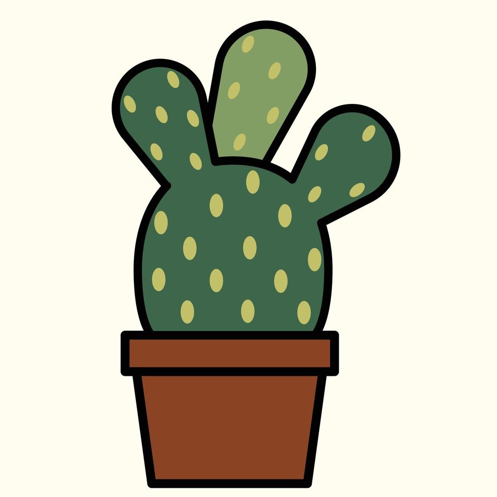 eenvoud cactus plant omtrek tekenen plat ontwerp. vector
