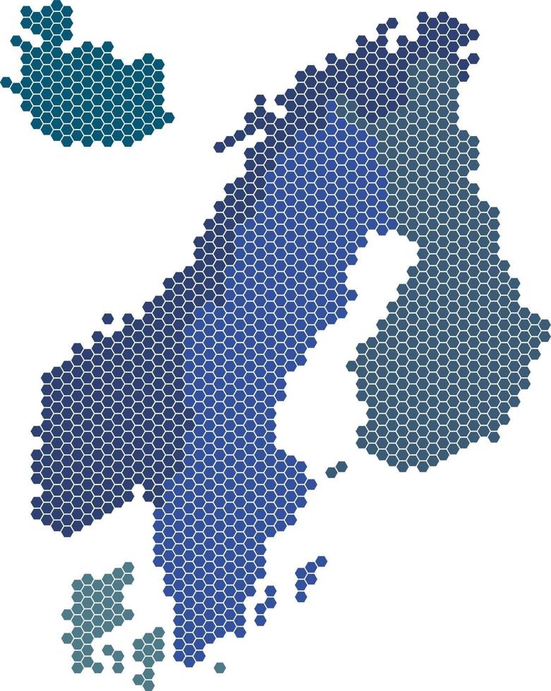 zeshoek vorm nordic provincies kaart op witte achtergrond. vector