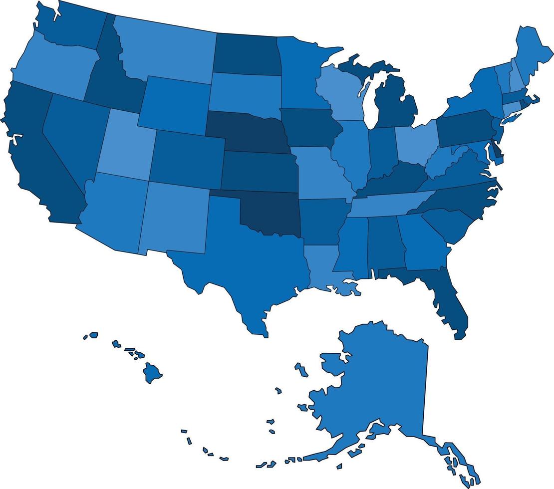 blauwe omtrek usa kaart op witte achtergrond. vectorillustratie. vector