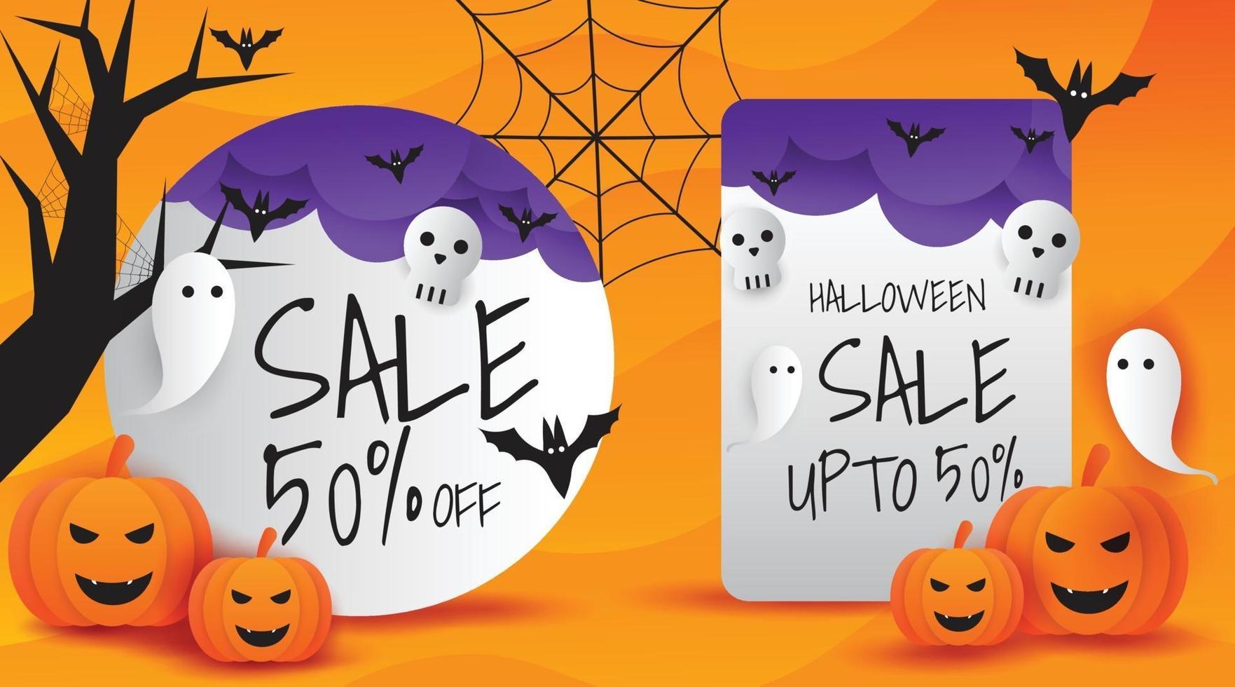 halloween verkoop promotie banner vectorillustratie vector