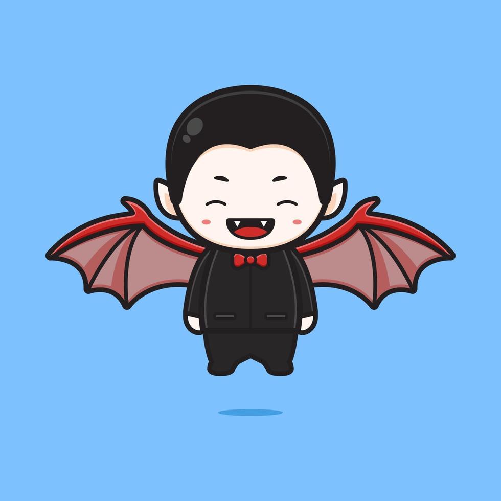 schattige dracula met vleermuis vleugel cartoon pictogram illustratie vector