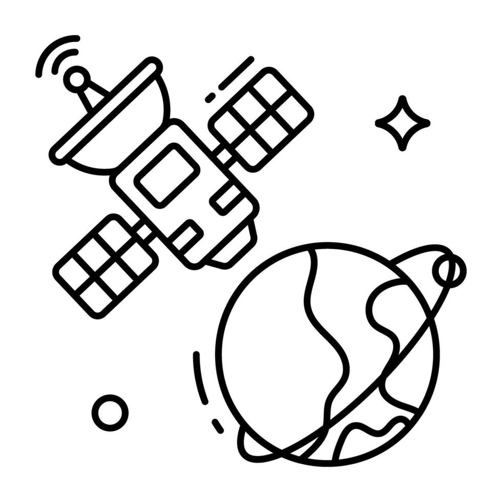 een lineair ontwerp icoon van weer satelliet vector