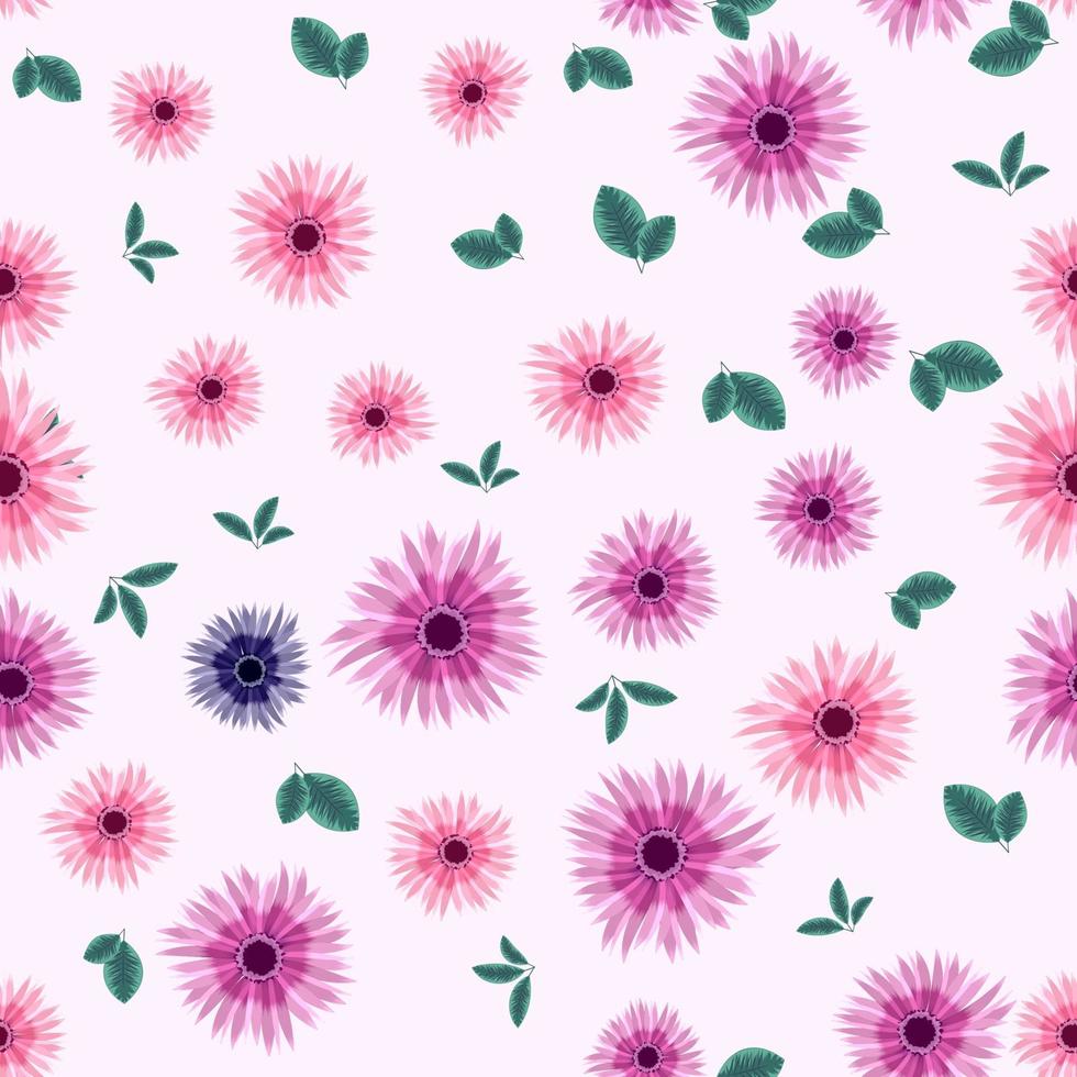 vrolijk naadloos patroonbehang in bloemen bloemen oppervlakteontwerp vector