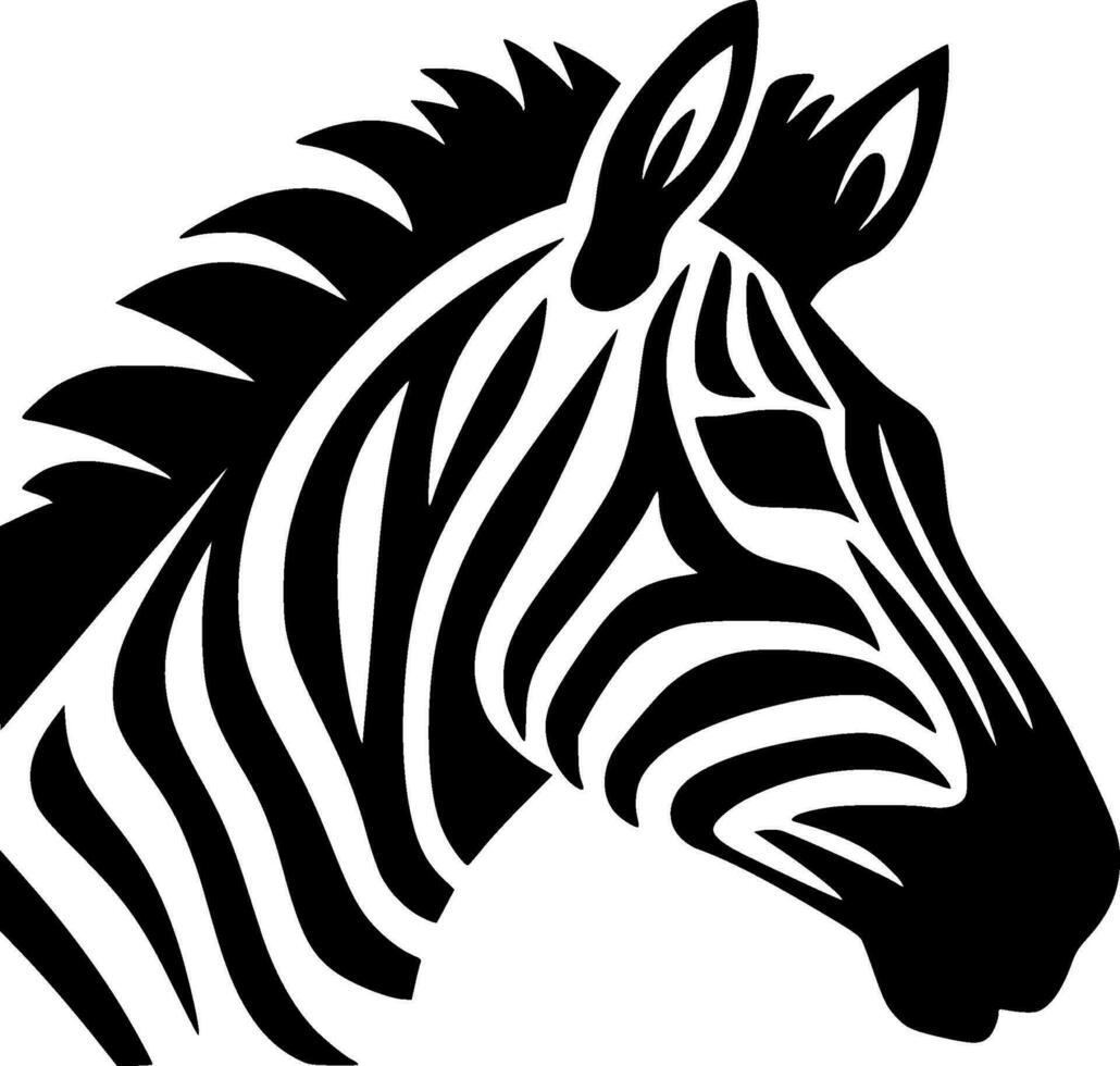 zebra - zwart en wit geïsoleerd icoon - vector illustratie