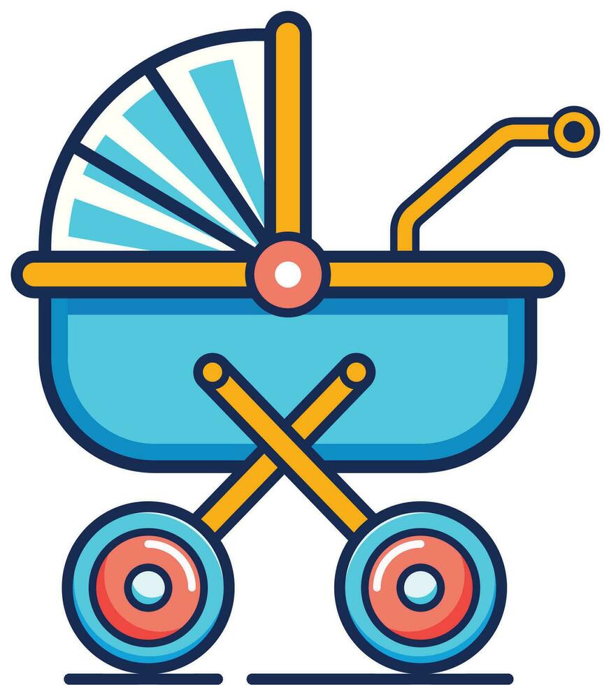 kleurrijk baby vervoer vector illustratie, baby fout, koets, kinderwagen, kinderwagen, kinderwagen, en wandelwagen voorraad vector beeld
