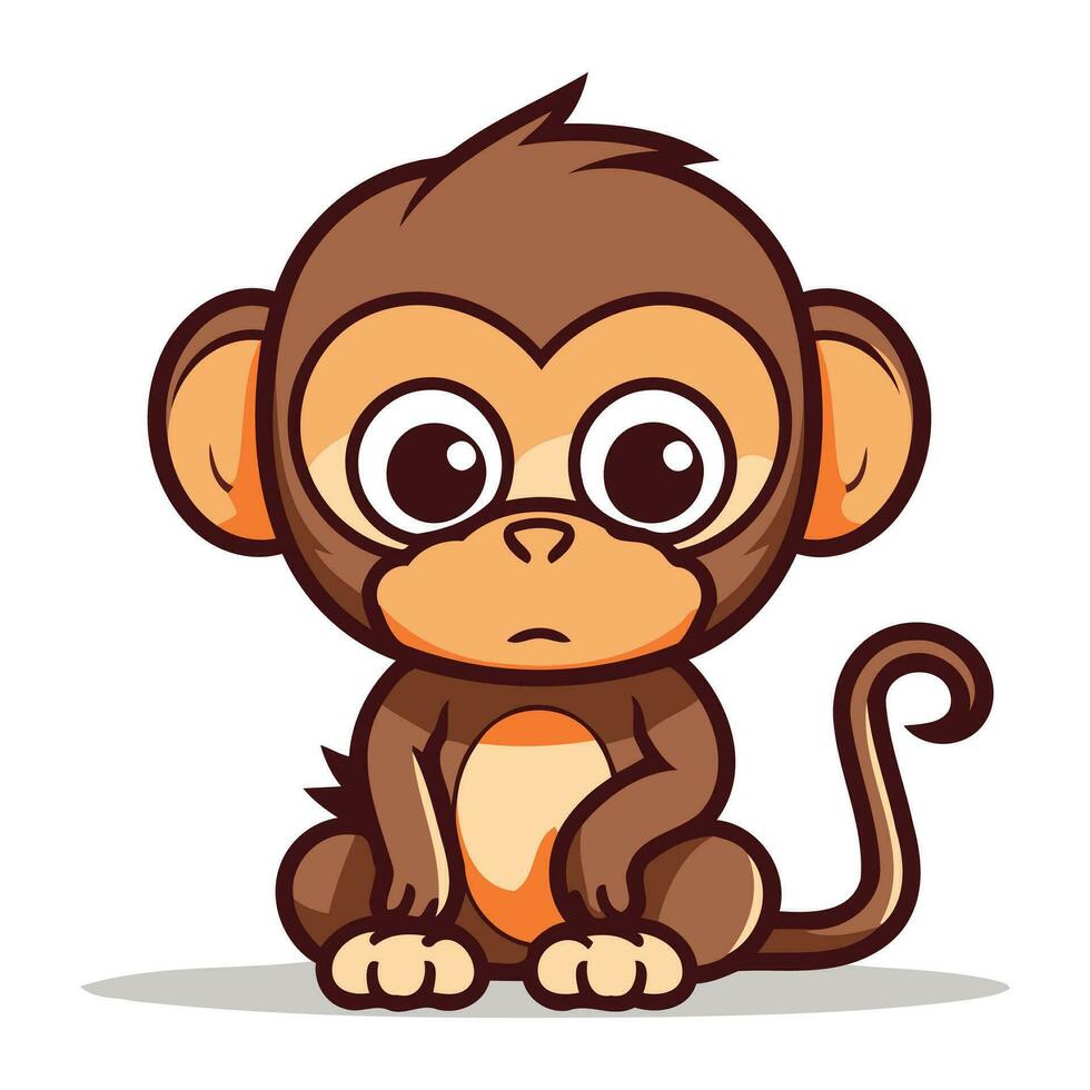 schattig tekenfilm aap zitten. vector illustratie geïsoleerd Aan wit achtergrond.