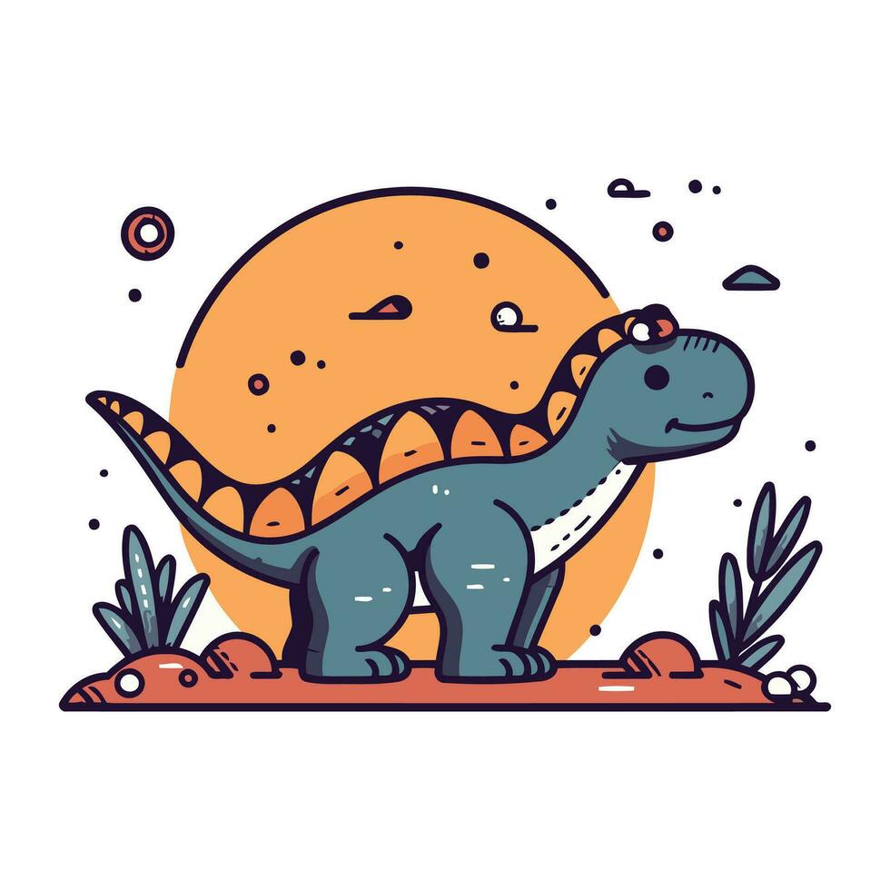 dinosaurus vector illustratie in vlak tekenfilm stijl. schattig prehistorisch dier.