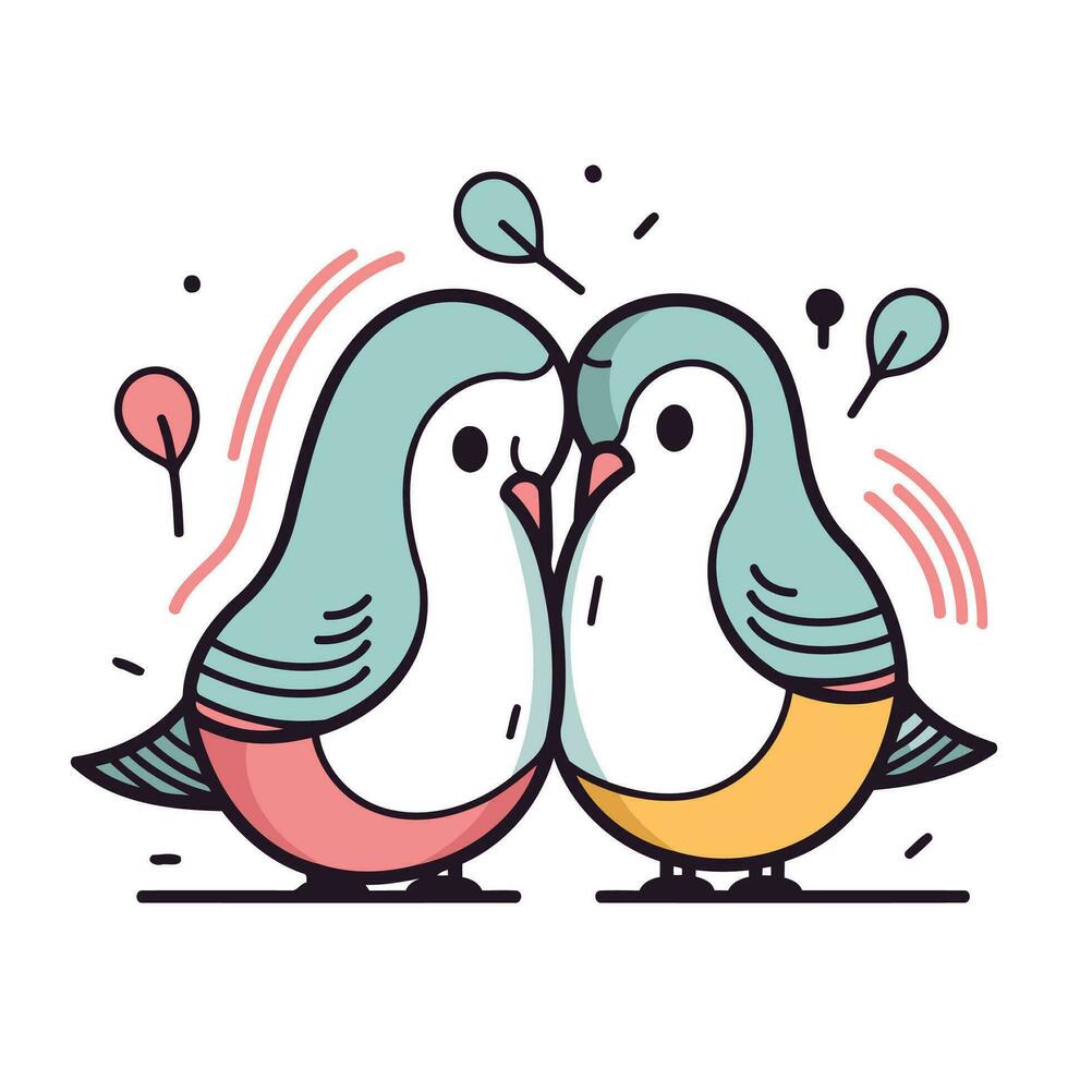 schattig vogelstand in liefde. vector illustratie in tekening stijl.