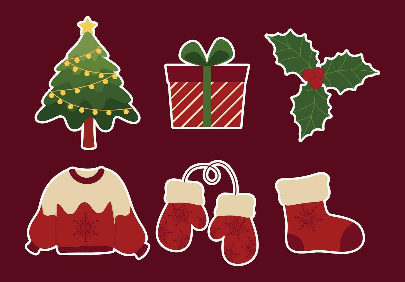 Kerstmis thema vector kunsten met Kerstmis vakantie viering gemakkelijk schattig pictogrammen