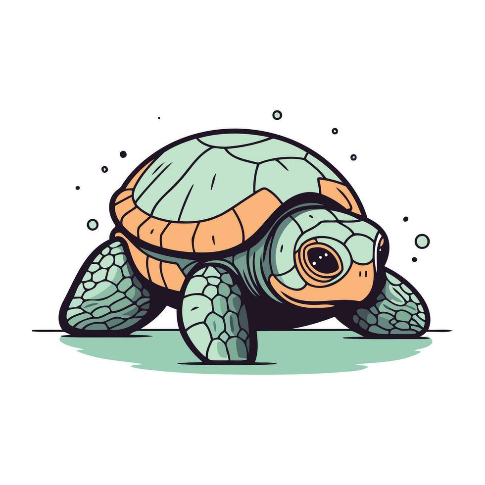 tekenfilm zee schildpad. vector illustratie. geïsoleerd Aan wit achtergrond.