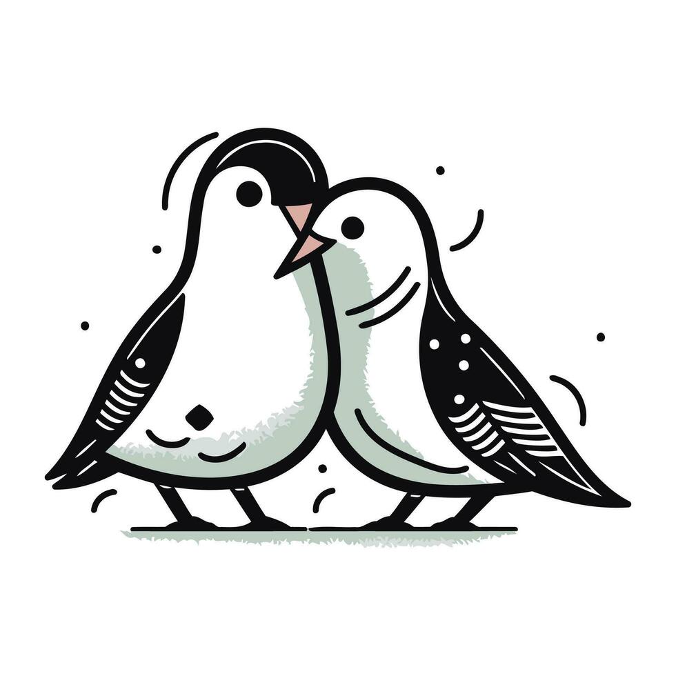 schattig tekening paar van duiven. vector illustratie.