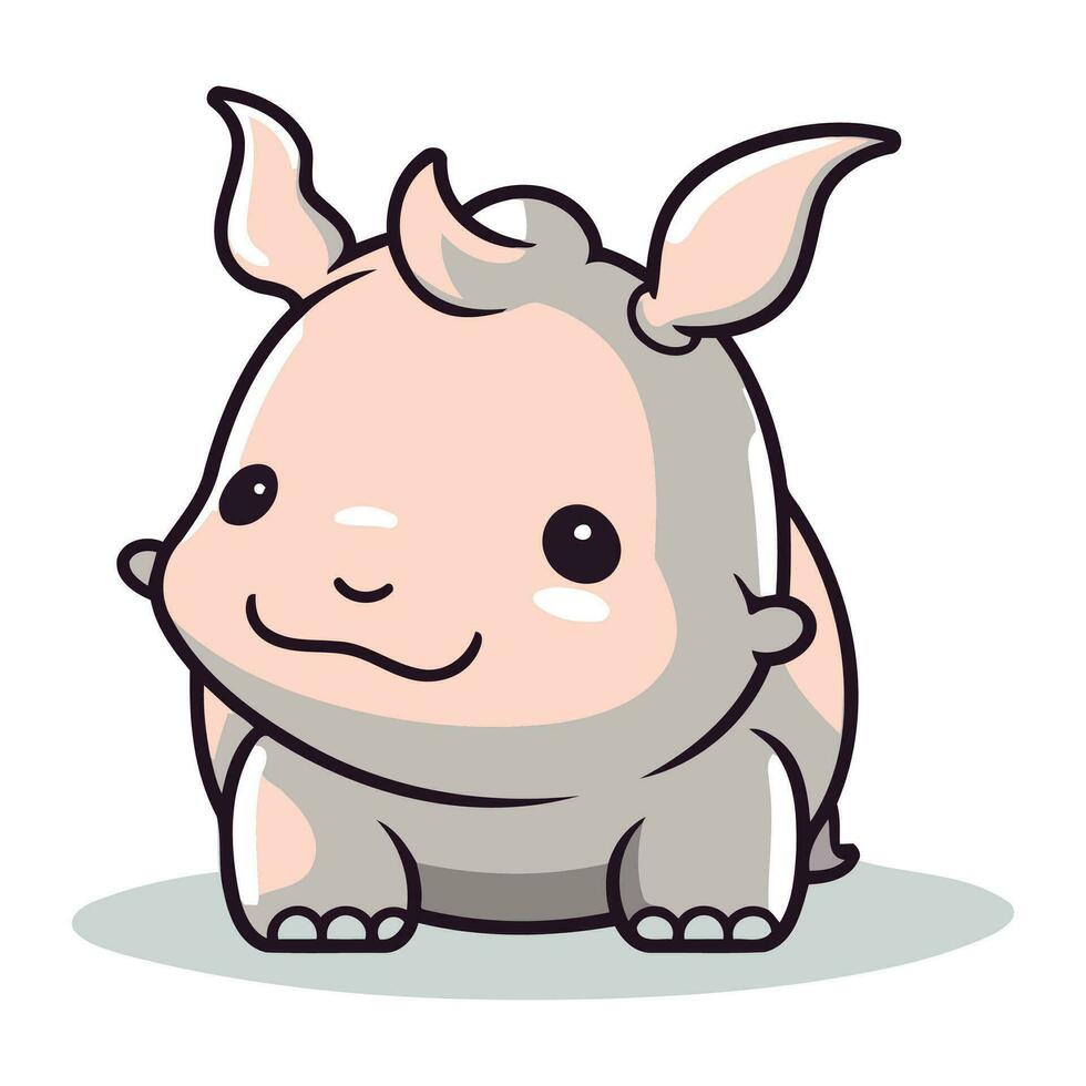 schattig neushoorn tekenfilm geïsoleerd Aan wit achtergrond. vector illustratie.