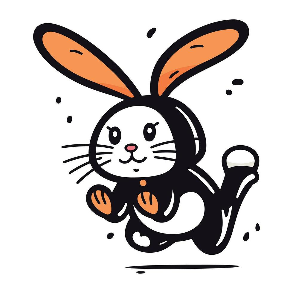 schattig tekenfilm konijn. hand- getrokken vector illustratie. geïsoleerd Aan wit achtergrond.