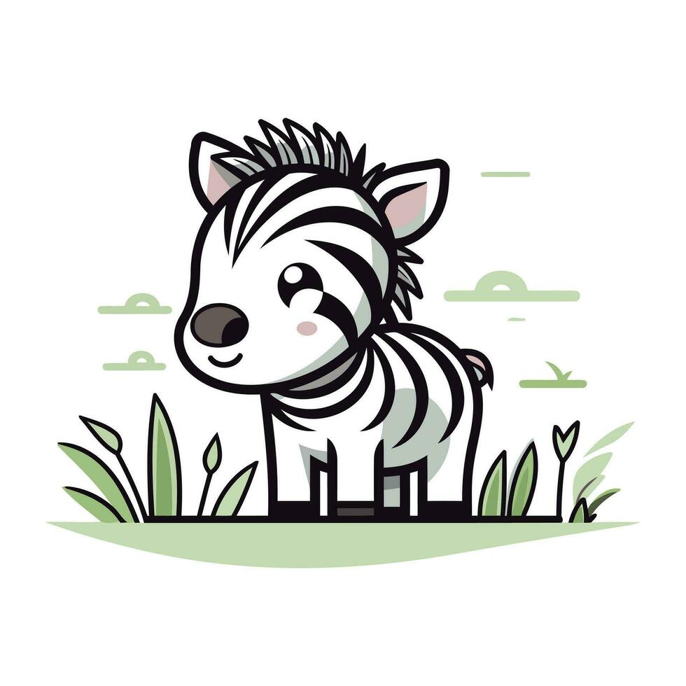 zebra vector illustratie Aan wit achtergrond. schattig tekenfilm zebra.